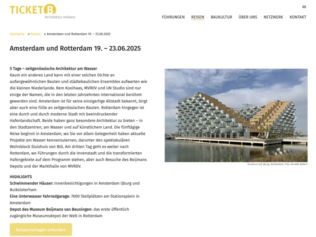 Ticket B Architekturreise Amsterdam Rotterdam